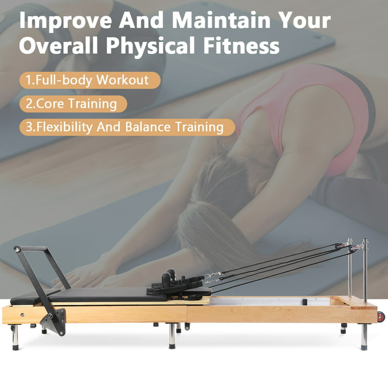 Pilates Reformer Woman Long Spine Exercise Workout At Gym Indoor