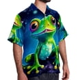 thumbnail image 2 of Starry Sky Frog Men's Hawaiian Shirt, Short Sleeve Printed Button Down Beach Casual Tops, Summer Spread Collar Men's Shirts, 2 of 6