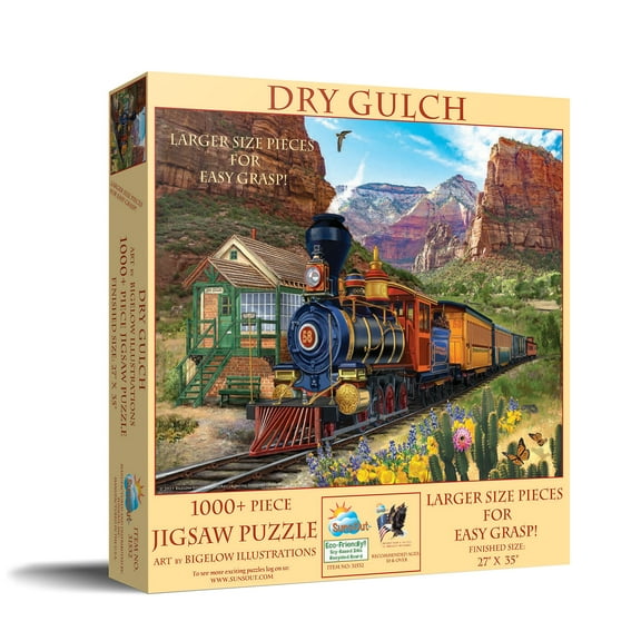 SUNSOUT INC - Dry Gulch - 1000 pc Large Pieces Jigsaw Puzzle by Artist: Bigelow Illustrations - Finished Size 27" x 35" - MPN# 31532