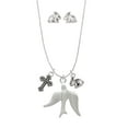 thumbnail image 3 of Silvertone 3-D Dove Silver Tone Cross and Bunny Necklace and Earrings Set, 3 of 5