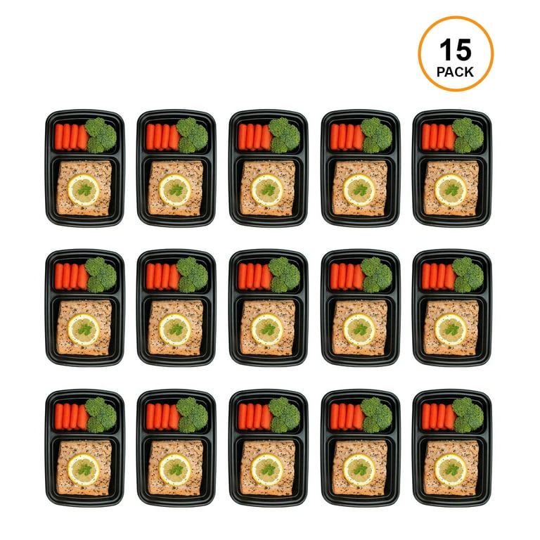 Freshware Meal Prep Containers [15 Pack] 2 Compartment with Lids, Food  Storage Containers, Bento Box, BPA Free, Stackable