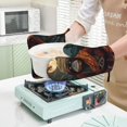 thumbnail image 7 of Honeii Banana Leaf Meditating Gorilla patten Oven Mitts and Pot Holders Sets, Baker Oven Mitts, Mittens for Kitchen Decor, Baking Lover over Gloves Gifts, 7 of 7