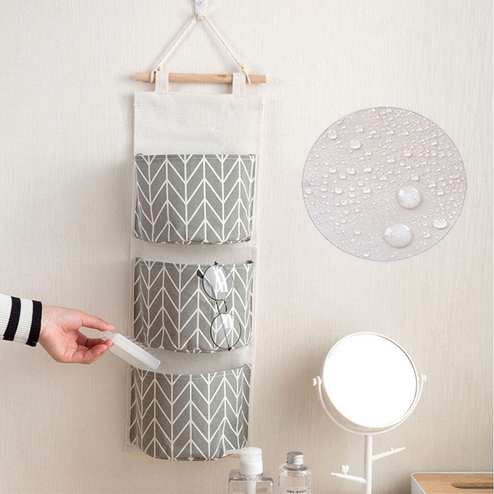 Closet Door Home Wall Hanging Organizer Storage Stuff Linen Bags Pouch 3Pocket S Closet Door Home Wall Hanging Organizer Storage Stuff Linen Bags Pouch 3Pocket S