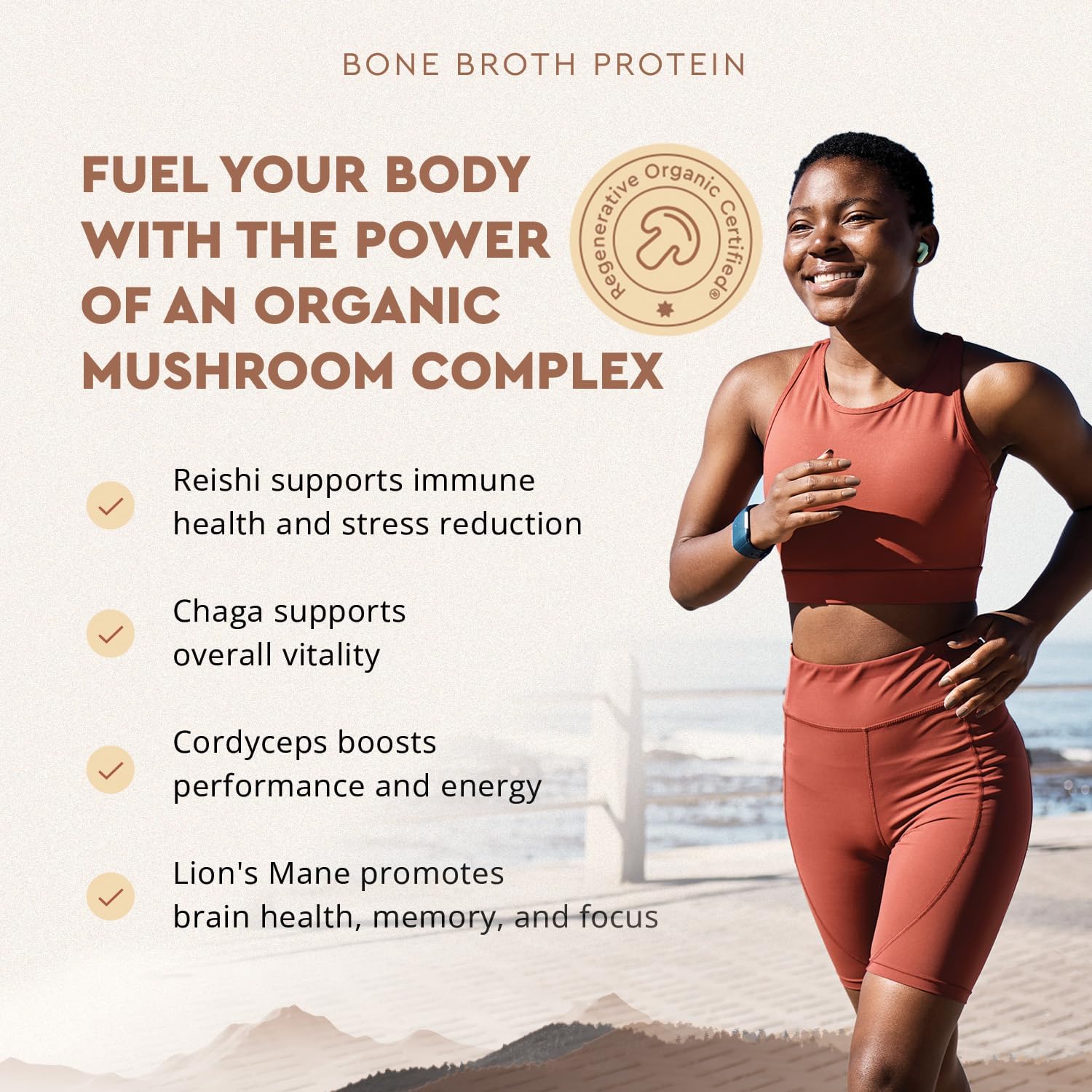 Ancestral Supplements Beef Bone Broth Protein Powder with Beef Organs & Organic Mushrooms, High Protein Supplement, Chocolate Flavor, 20g Protein Per Serving