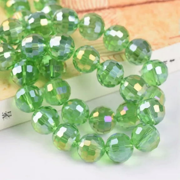 U8MO AB Plated Round Disco Ball 6mm 8mm 10mm 12mm 96 Facets Crystal Glass Loose Beads-Green AB-6mm 50pcs