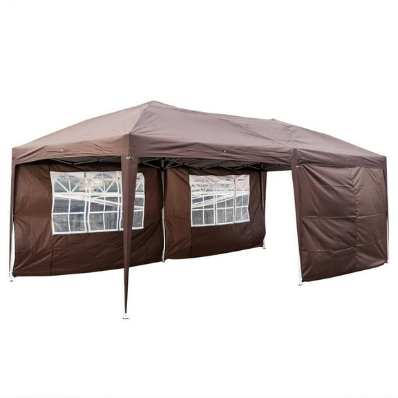 GoDecor 10'x 20' Pop up Canopy Party Tent Outdoor Folding Shade 4 Sides Coffee