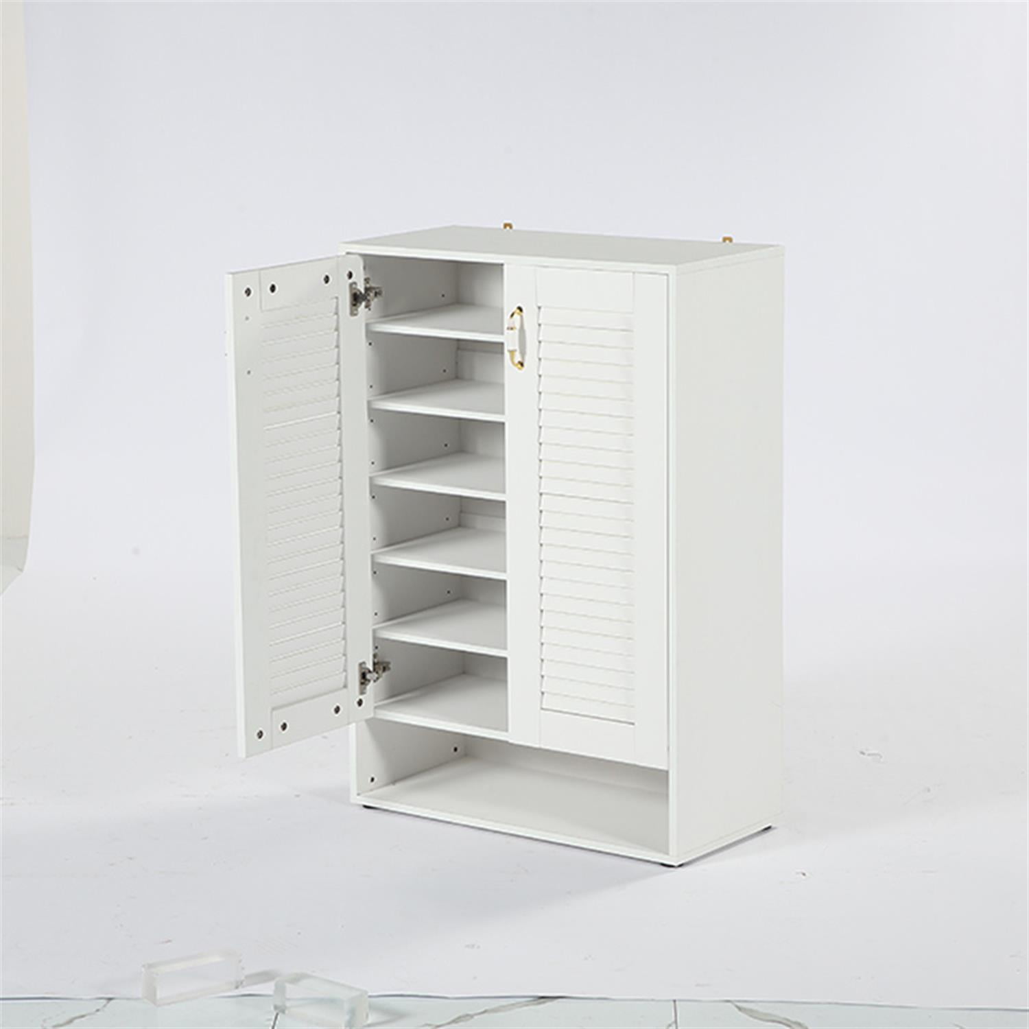 Demi Bonn Wood Shoe Cabinet, 7-Tier Shoe Organizer Storage Cabinet with Shelves, Entryway Shoe Racks, White