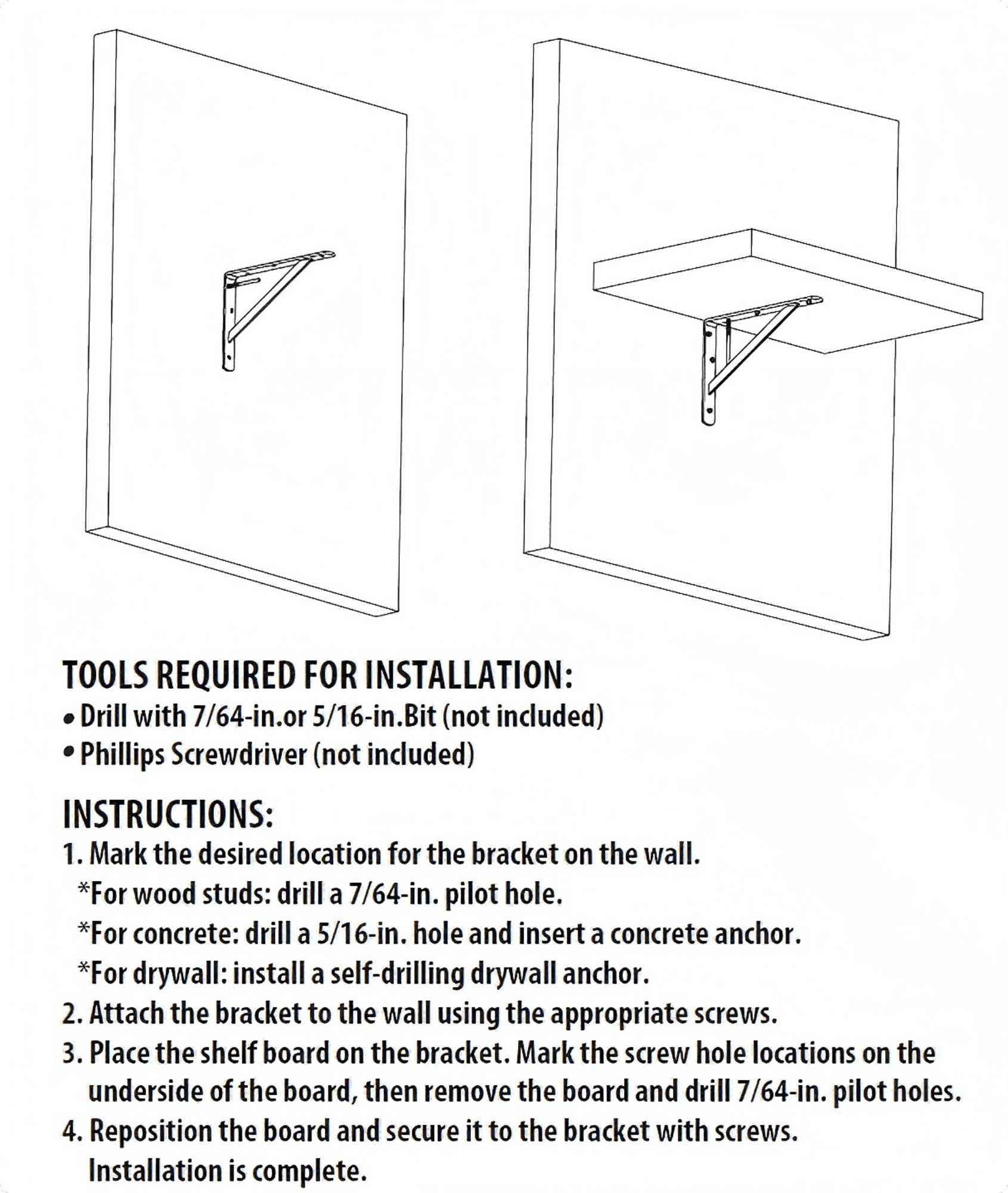 Heavy Duty 8x12 Inch Black Shelf Bracket Set - 12 Pack