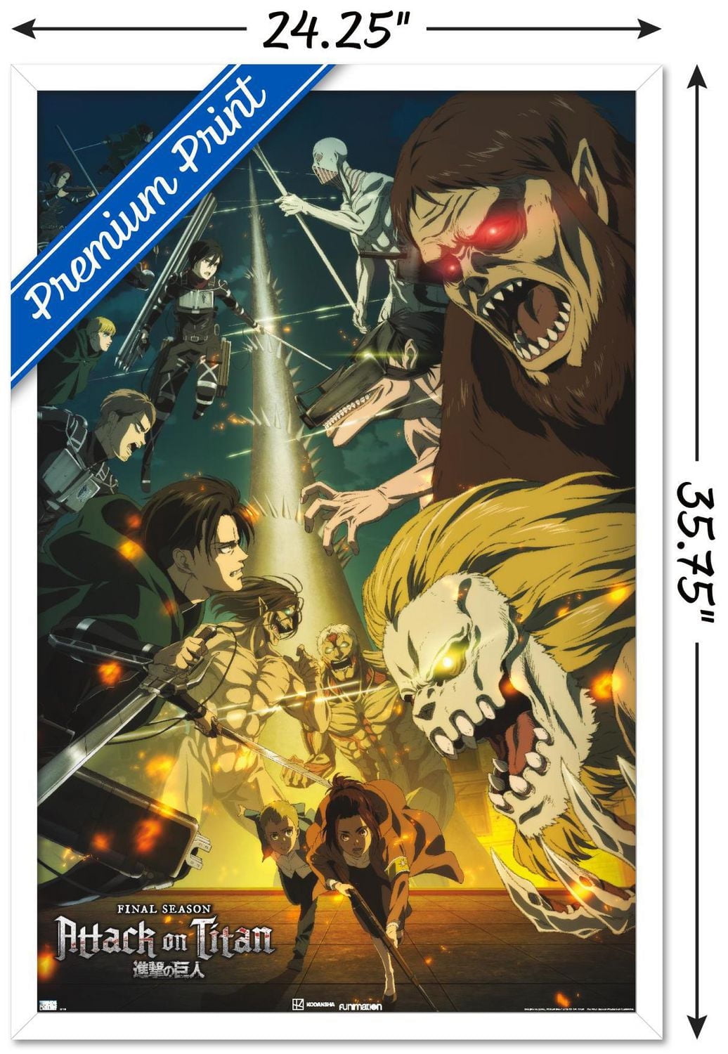 Attack on Titan: Season 4 - Key Visual 3 Wall Poster with Magnetic Frame, 22.375" x 34"
