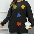 thumbnail image 4 of PiGOGI Women's Plus Size Beaded Sweater Coat Round Neck Long Sleeve Pullover for Winter Black XL, 4 of 6