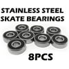 STAINLESS STEEL Skate 608RS SCOOTER Wheel BEARINGS 8pcs