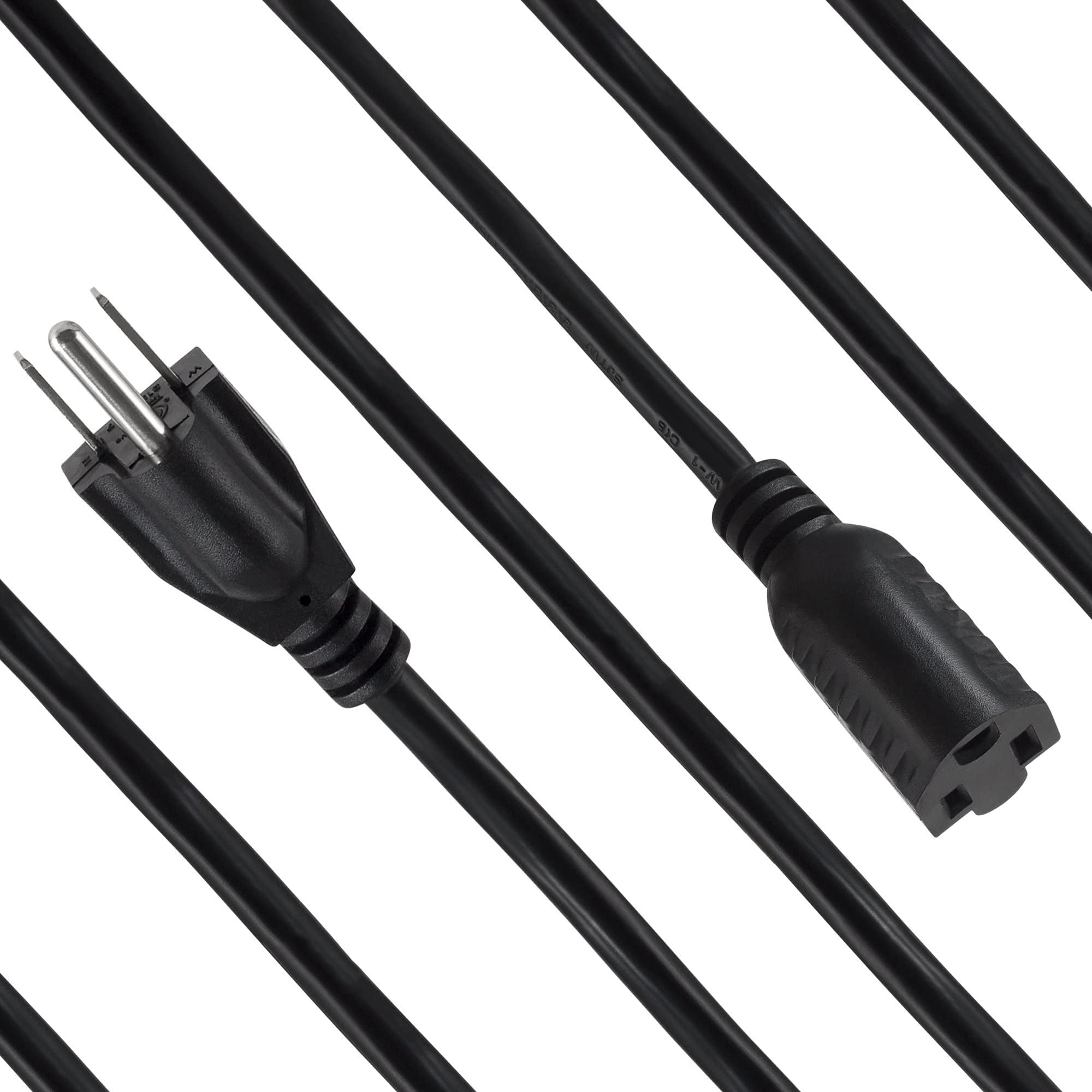 Maximm Cable 4 Ft Power Extension Cord/Wire, Electrical Power Cord 3 Prong Grounded Wire, 16Awg - Black - ETL Listed