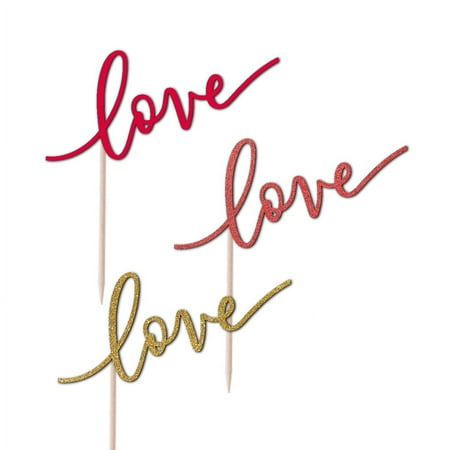 Love Cupcake Toppers Janine Glitter Cardstock Set of 12 pcs