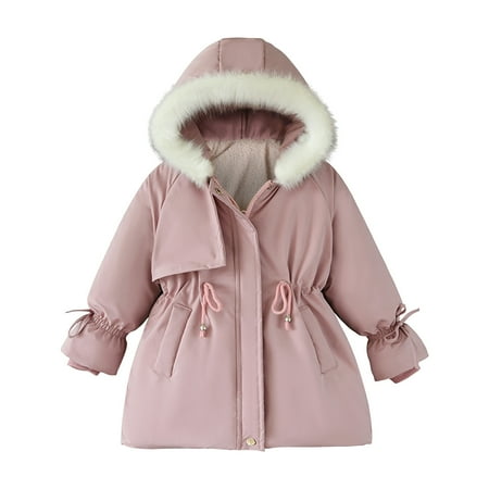 

Stamzod Down Jacket Kids Girls Cute Fashion Solid Color Hoodie Keep Warm Thick Coat Long Sleeve Winter Jacket For Kids Girl 3-7Years