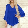 thumbnail image 6 of Women's Ruffle 3/4 Sleeve Dressy Tops Elegant V Neck Blouse Casual Work Evening Party Shirts Fall Outfits, 6 of 6