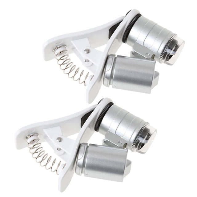 2 Piezas de Lente de 60x Magnifying Universal para Teléfono Móvil con Clip