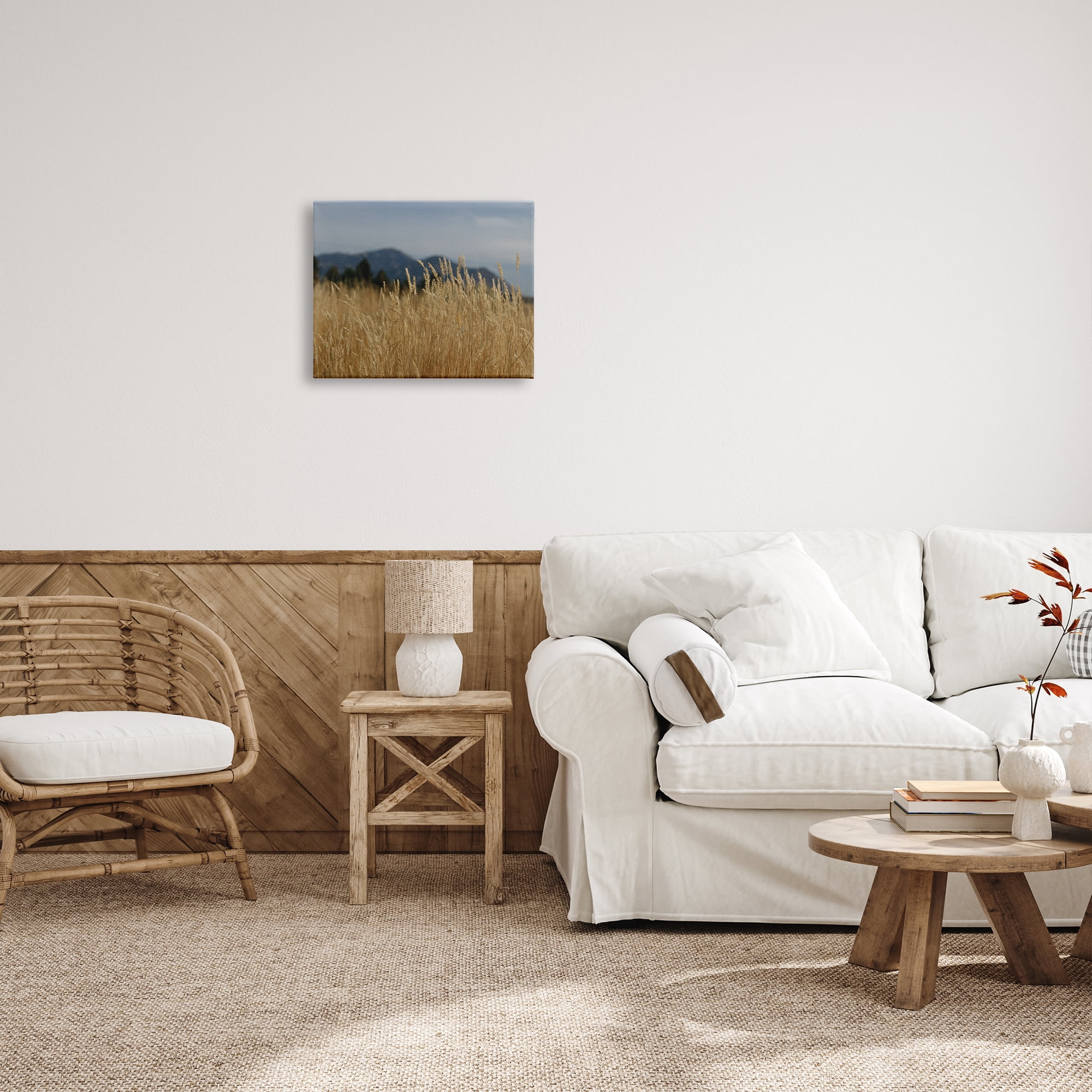 Stupell Industries Wheat Field Landscape Nature Photography Gallery Wrapped Canvas Print Wall Art, 20 x 16
