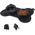 thumbnail image 4 of 1 pieza de cuenco antideslizante para perros y gatos,cuenco doble para perros con almohadillas de silicona a prueba de salpicaduras, cuenco de agua para cachorros (negro), 4 of 5