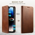 thumbnail image 2 of Nalacover Wallet Case for iPhone 15 Pro Max with Credit Card Slots Holder Kickstand, Premium PU Leather + Soft Silicone Magnetic Closure Flip Folio Cover Anti-Scratches Shockproof Case, Brown, 2 of 6