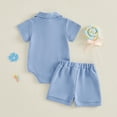 thumbnail image 6 of Agkizg Kids Boys Girls Clothing Set 2 Piece Outfit Short Sleeve Romper Button Down Shirt Shorts Set, 6 of 6