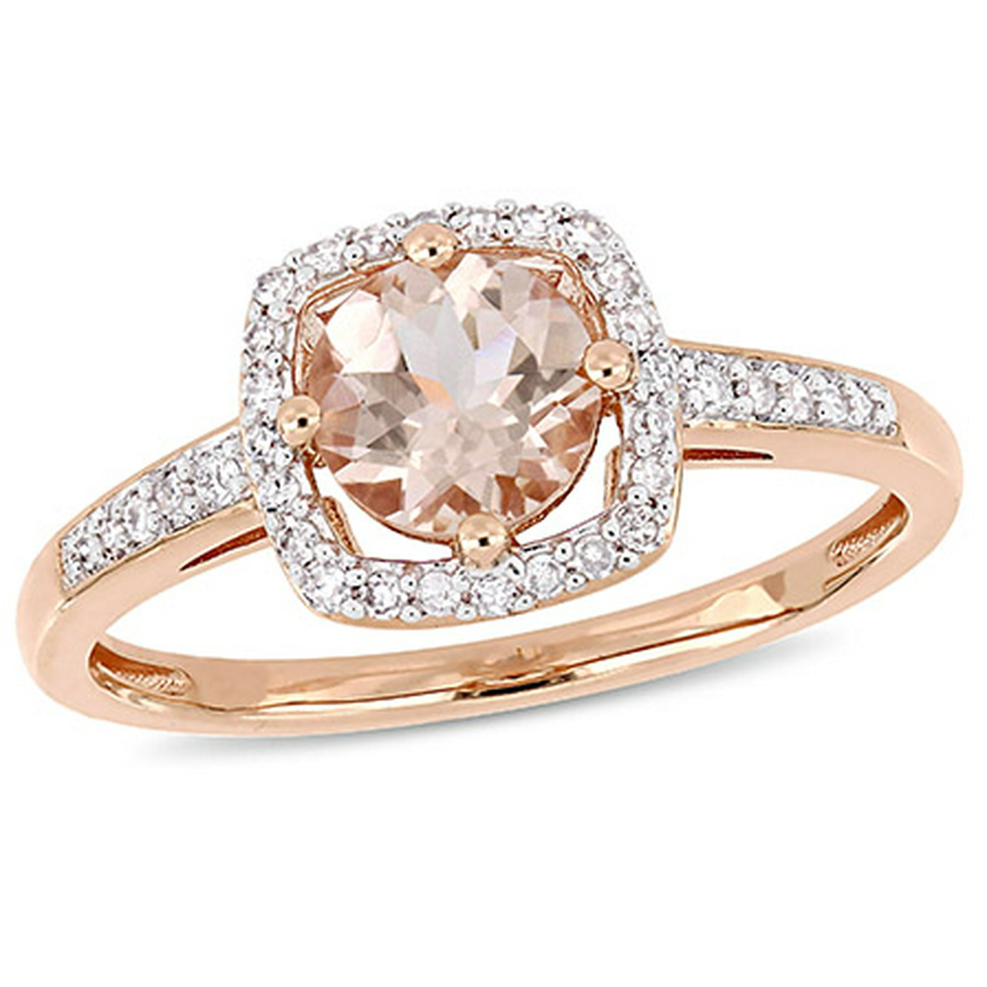 Miabella Morganite and 1/7 CT TW Diamond Floating Halo Ring in 10k