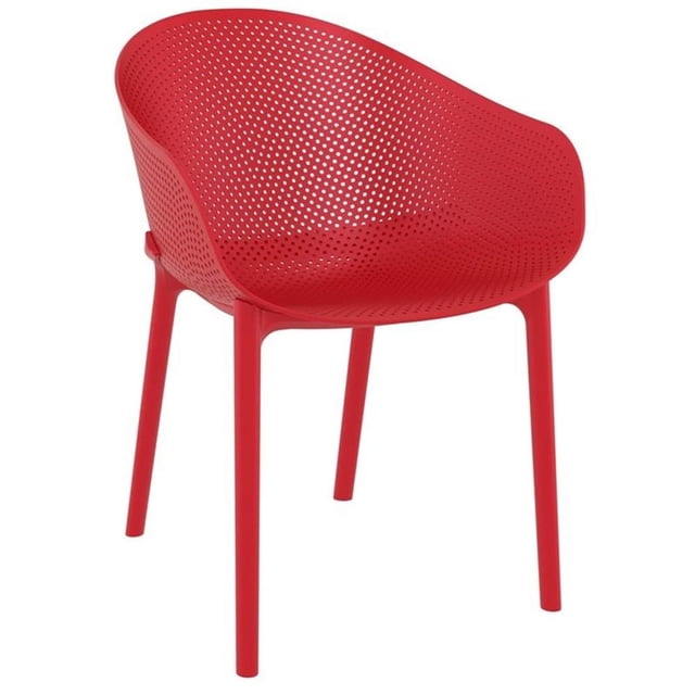 Compamia Sky Chaise de Salle à Manger de Patio avec Accoudoirs, Rouge
