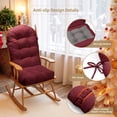 thumbnail image 5 of Millsilo Rocking Chair Cushion 44" x 19" x 4", One-Piece Connected Back & Seat Chair Pad, Indoor Tufted High Back Cushion with Non-Slip Base, Secure Ties, Red, 5 of 9