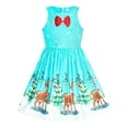 thumbnail image 1 of Girls Dress Blue Christmas Tree Snow Reindeer New Year 7 Years, 1 of 7