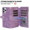 thumbnail image 3 of Jiahe Cover for iPhone 14 Plus, Mulit-Function Wallet Case,Flip Leather Zipper Card Holder Stand with Adjustable Shoulder Strap Full Body Protection Case Cover, purple, 3 of 7