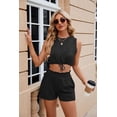 thumbnail image 3 of Spring And Summer Solid Color Fashionable Drawstring Casual Women's Shorts Set, 3 of 8