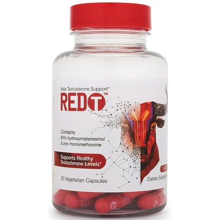 REDT - Male Testosterone Booster Support Supplement - Doctor Recommended Fast Acting Pills- ONE DAILY - Made With Clinically Studied Ingredients. (30 Vegetarian