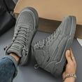 thumbnail image 3 of Men'S High-Top Fashion Sneakers - Casual Sports Street Style, Solid Color with Graphic Detail, EVA Sole, Round Toe - For Men - Suitable for Daily All-Season Lace-Up Running Shoes, PU & Fabric Upper,, 3 of 9