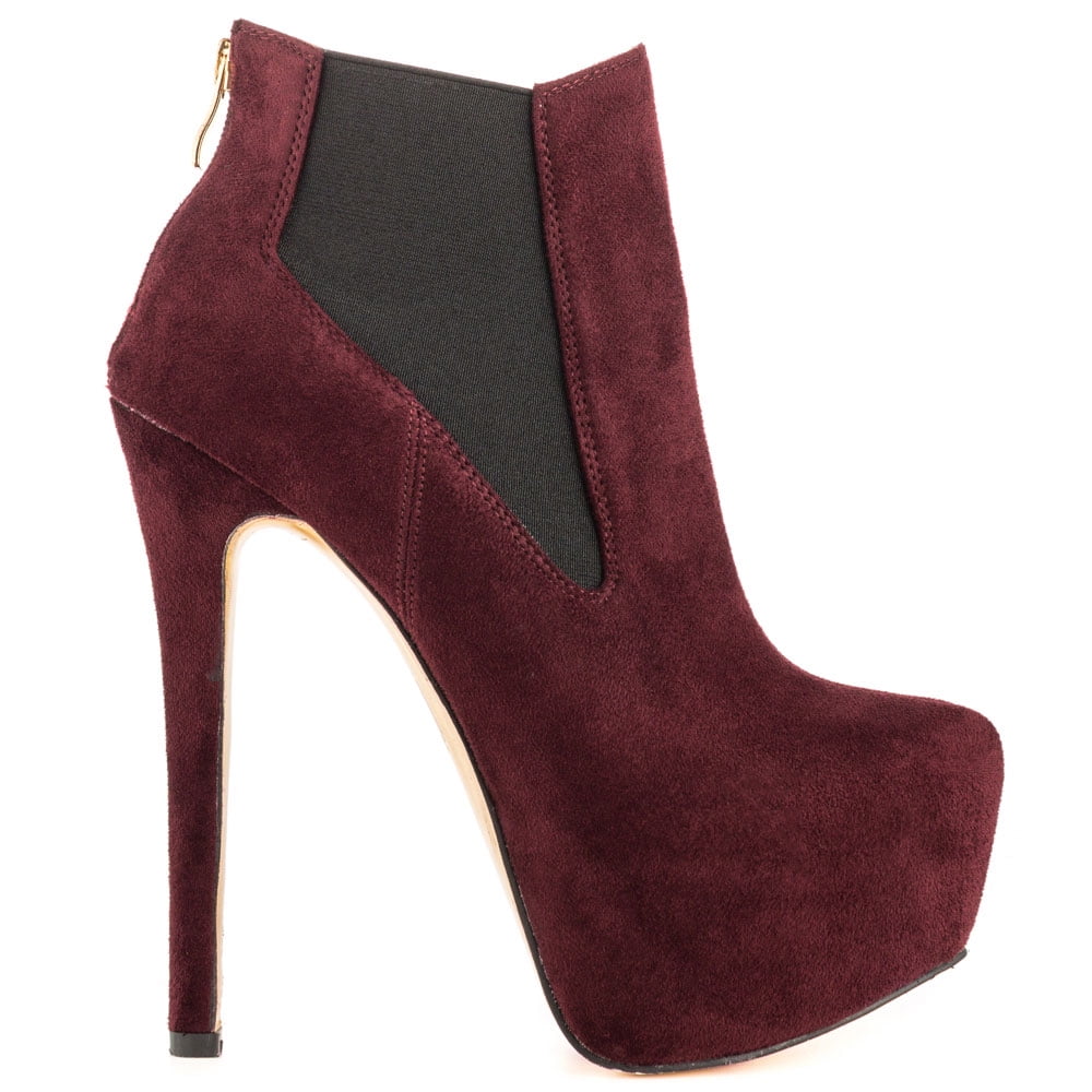 Luichiny - Luichiny Women's Risky You Boot Wine Burgundy Suede POinted ...