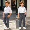 thumbnail image 4 of BLVB Boys Corduroy Straight Leg Pants Casual Loose Fit School Uniform Pants High Waist Fall Winter Comfy Clothes(Gray,5-6 Years), 4 of 9
