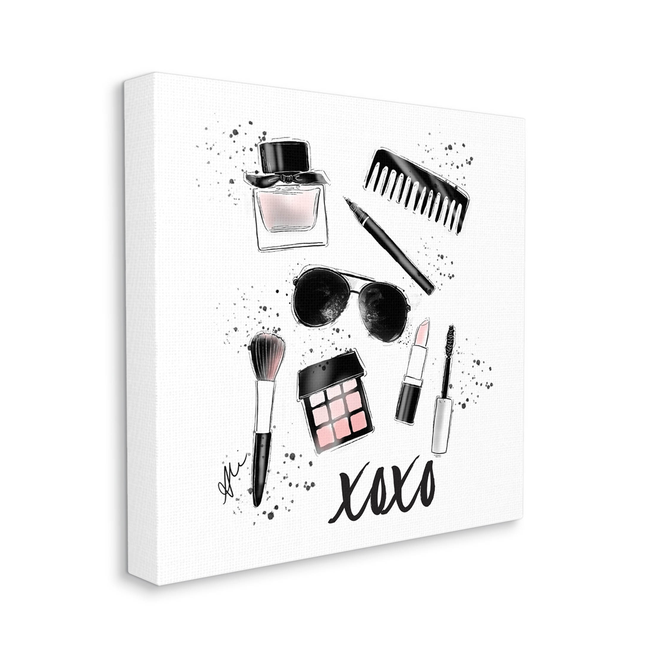Stupell Industries XOXO Glam Cosmetics Makeup Graphic Art Gallery Wrapped Canvas Print Wall Art, Design by Alison Petrie