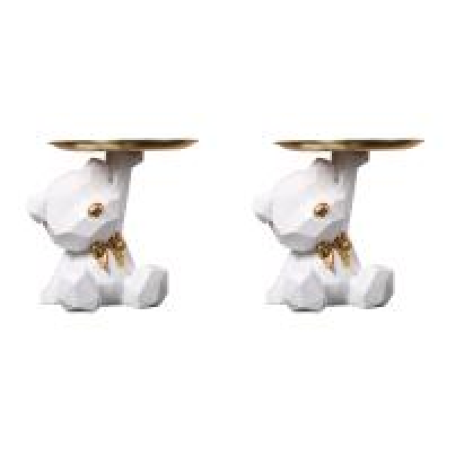 Figura Geométrica Del Sostenedor La Llave Resina Escultura Almacenamiento Oso para El () Blanco