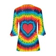 thumbnail image 5 of FAIWAD Women's 3/4 Sleeve Tunic Tops V Neck Button Down Tops Tie Dye Print Slim Pullover Tops, 5 of 5