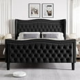 thumbnail image 2 of Sersper Upholstered Bed Frame Full Size, Platform Bed Base with Velvet Headboard & Footboard, Wingback Upholstered Bed Frame Mattress Foundation, No Box Spring Needed, Black, 2 of 7
