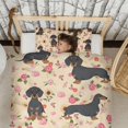 thumbnail image 3 of Dachshund and Flower Duvet Cover and Pillowcase Set for Single Bedding, Bedroom Accessories for Kids Teens, 3 of 5