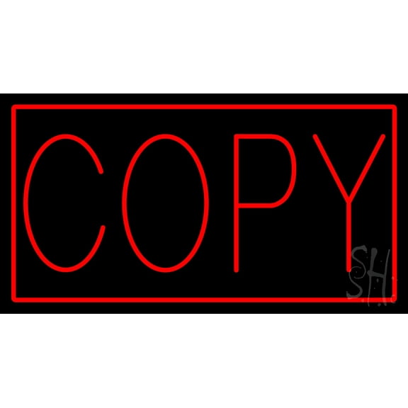 Red Copy with Red Border LED Neon Sign 20 x 37 - inches, Clear Edge Cut Acrylic Backing, with Dimmer - Bright and Premium built indoor LED Neon Sign for Computer & Electronics store decor.