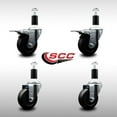 thumbnail image 2 of 3.5 Inch SS Hard Rubber Swivel 1-3/8 Inch Expand Stem Caster Set 2 Brakes, 2 of 2