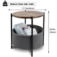 thumbnail image 4 of Round Sofa Side Table End Table with Storage Fabric Basket for Living Room Bedroom Removable Tabletop Home Nightstand, Rustic Brown, 4 of 8