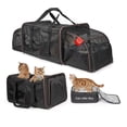thumbnail image 1 of LitaiL - Portador de viaje para gatos con cajas de arena para 2 gatos, portador de mascotas suave de doble compartimento, transportador de gatos portátil expandible para viajes en coche, hasta 35, 1 of 5