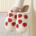 thumbnail image 3 of Aayomet House Slippers for Women Cartoon Strawberry Models Winter Cotton Slippers Men And Women Couple Models Thick (Red, 6.5), 3 of 5