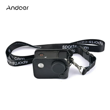 Andoer Multifunctional Clip-on Sports Camera Protecive Carrying Hanging Case Bag with Neck Lanyard Lens Cap for SJCAM SJ4000 SJ5000 or the Same Size Action (Best Action Cam Accessories)