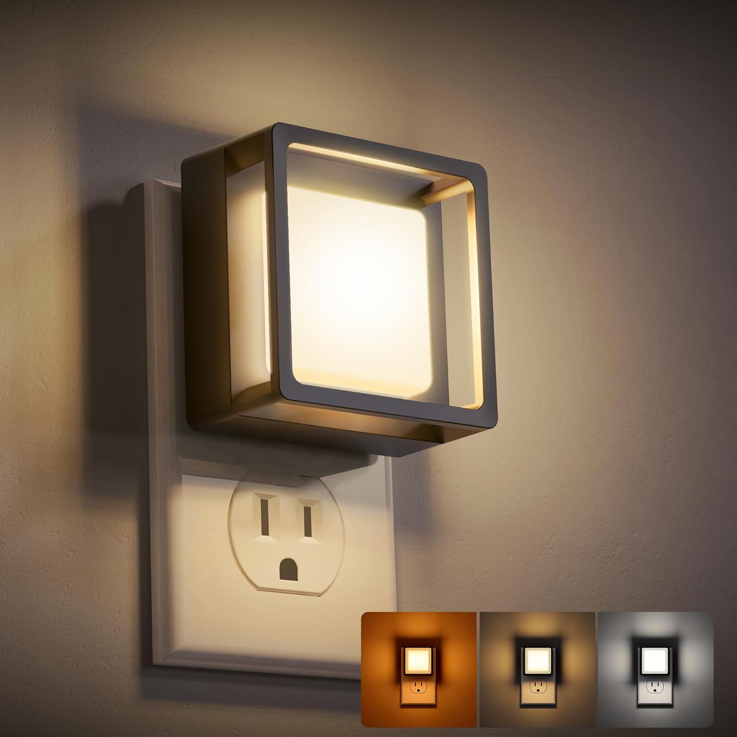 BIBEARBIBEAR LED Night Light, Night Lights Plug Into Wall [2 Pack] with Dusk-to-Dawn Sensor, Dimmable Nightlights, Adjustable Brightness for Bathroom, Hallway, Bedroom,Kids Room,Stairway,3CCT