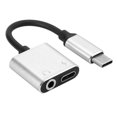 thumbnail image 1 of Solución de audio 2 en 1, adaptador y cargador para auriculares USB-C de aleación de aluminio plateado, 1 of 8