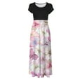 thumbnail image 4 of SMihono Robe Maxi Bohème d'Été pour Femmes Grande Taille Robe d'Été Colorée à Imprimé Floral Manches Courtes Robes de Plage Décontractées Maxi Robe de Plage, 4 of 5