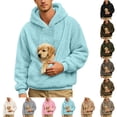 thumbnail image 6 of Pet Pouch Hoodie for Men Fall Winter Long Sleeve Oversized Sweatshirt with Dog Pouch Dog Carrier Hoodies, 6 of 8