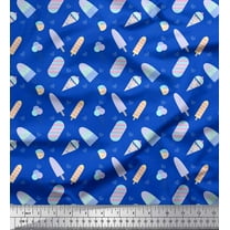 Soimoi Blue Cotton Duck Fabric Heart & Ice Cream Food Fabric Prints By Yard 42 Inch Wide